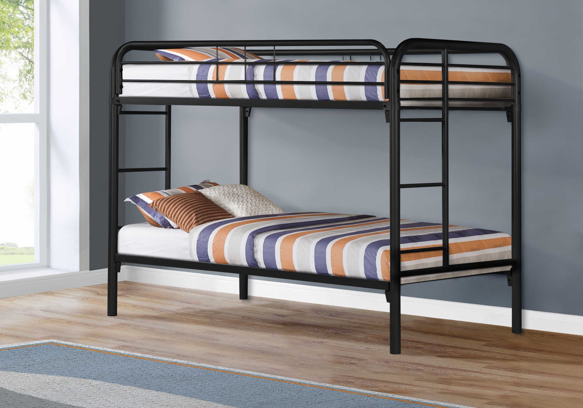 BUNK BED - TWIN / TWIN SIZE / BLACK METAL : I 2230K