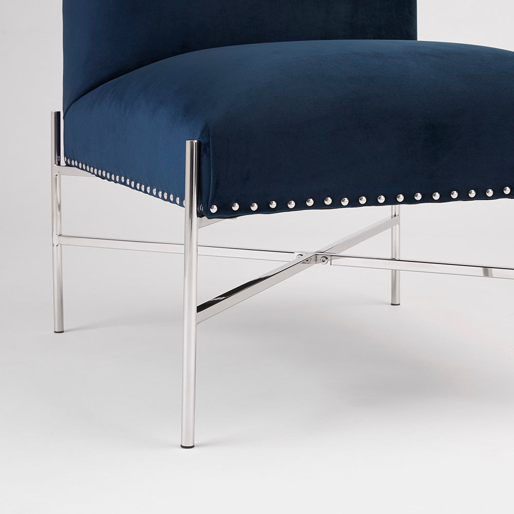 Fauteuil d'appoint Barrymore : velours bleu