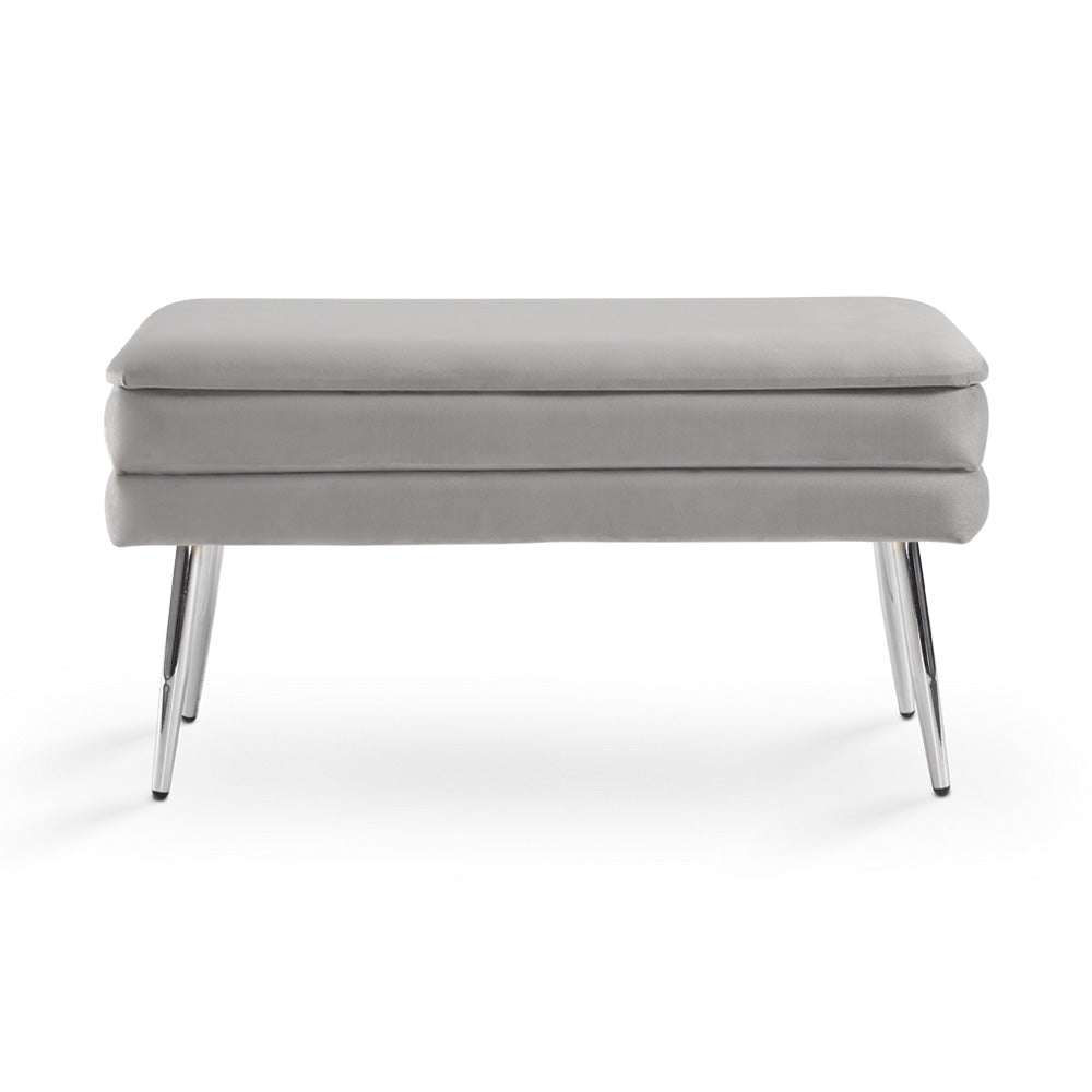 Banc de rangement Enya : Velours gris