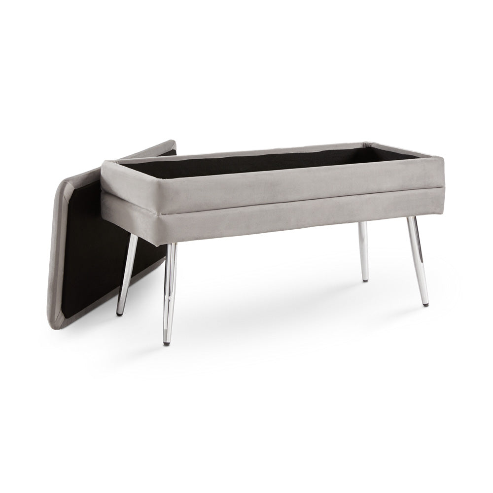 Banc de rangement Enya : Velours gris