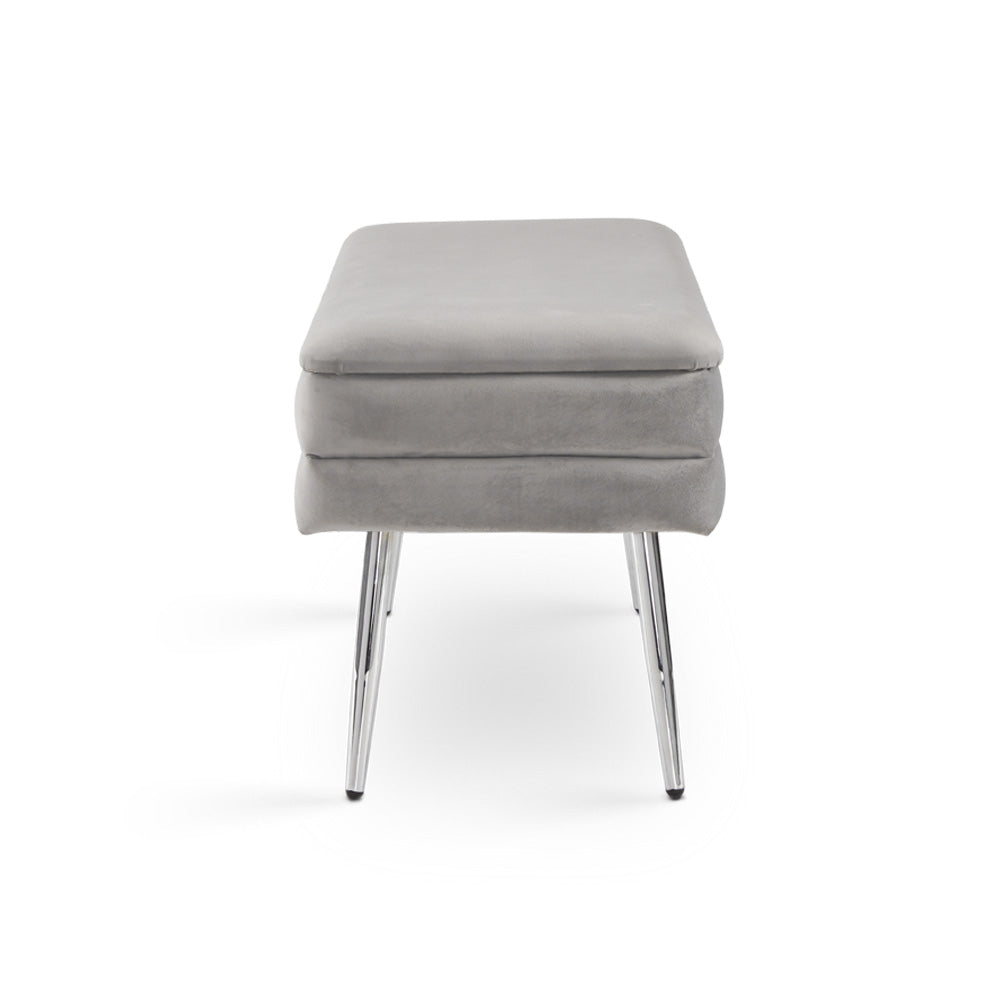 Banc de rangement Enya : Velours gris