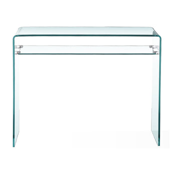 Table console en verre courbé avec étagère
