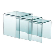 Table gigogne 3 pièces en verre courbé