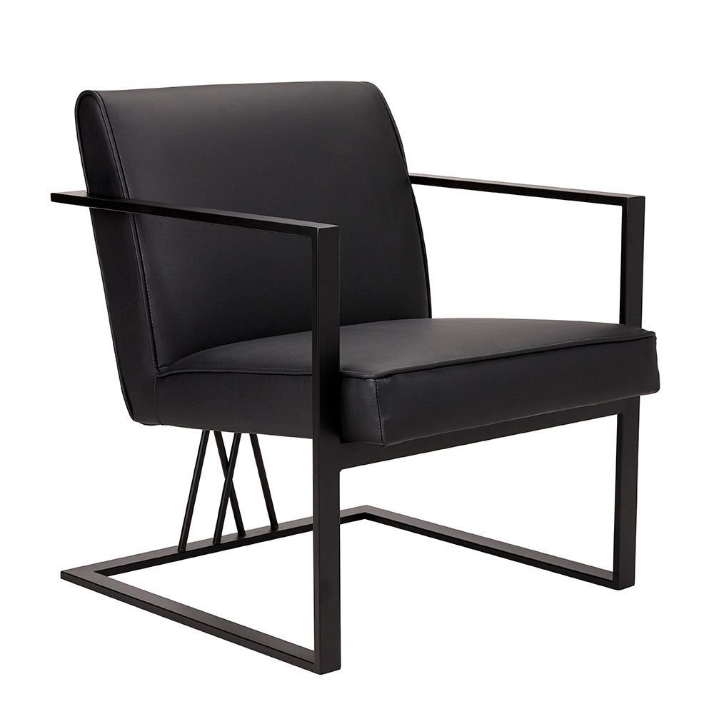 Chaise Fairmont en similicuir noir - Cadre noir