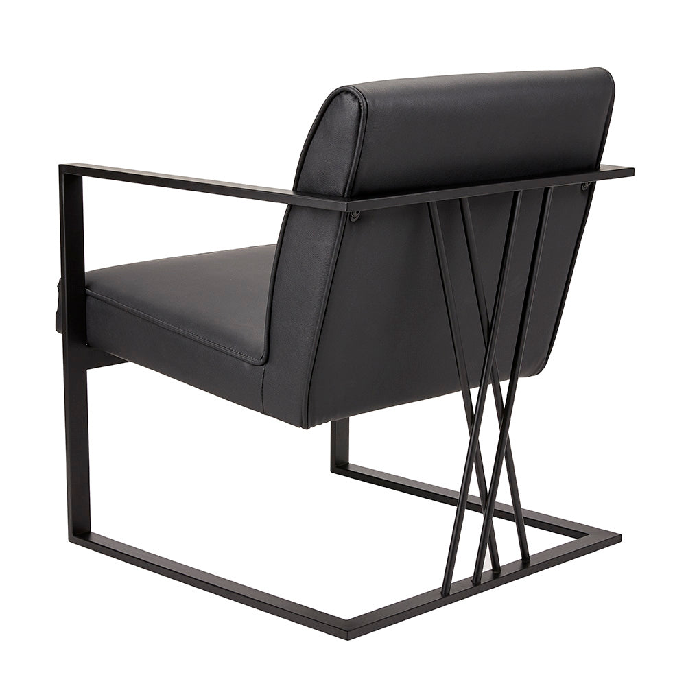Chaise Fairmont en similicuir noir - Cadre noir