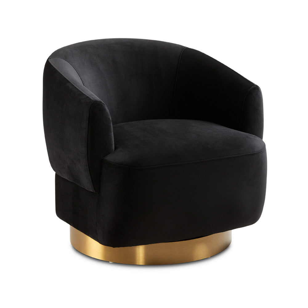 Chaise d'appoint pivotante Liam : velours noir