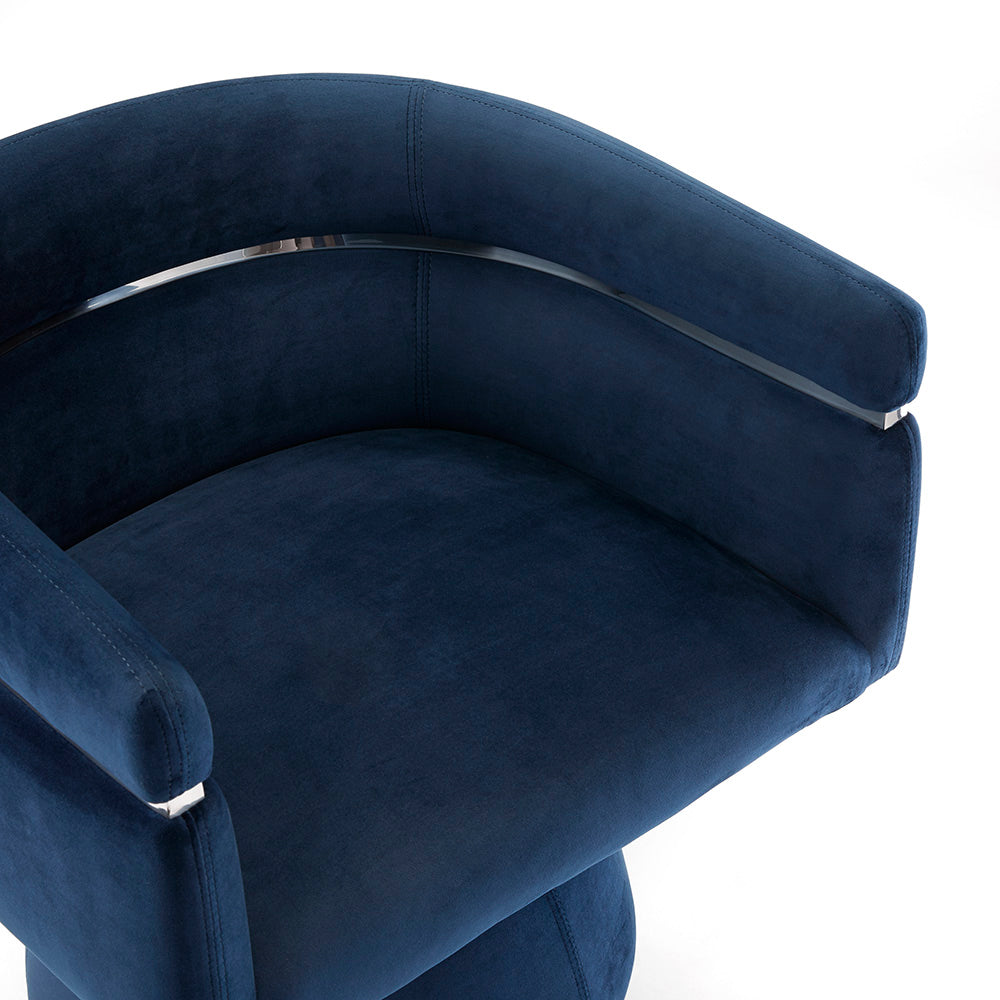Chaise Obi en velours bleu