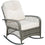 Chaise à bascule en rotin, meubles d'extérieur à bascule de Patio en osier avec coussins épais, pour porche de jardin et arrière-cour, kaki
