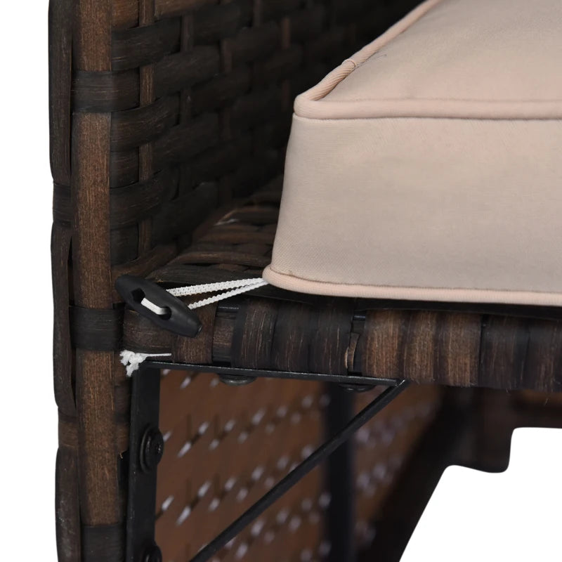 Ensemble canapé et Chaise longue d'extérieur en rotin et osier, 3 pièces, avec coussin, mobilier de jardin, Patio, marron et Beige