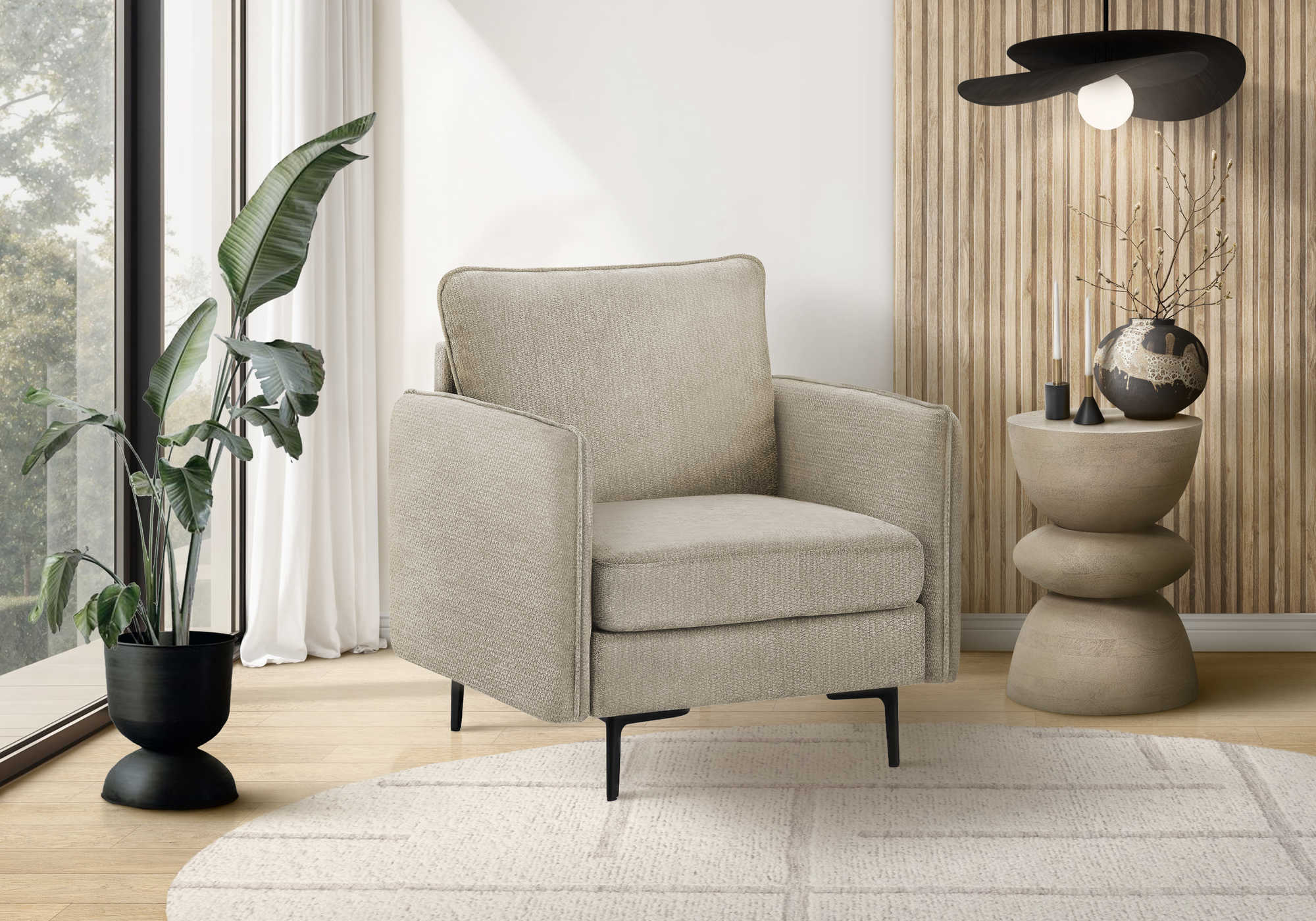 CHAIR - 32"L / BEIGE FABRIC #COACH-4  :8K11C04