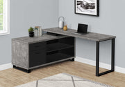 COMPUTER DESK - 72"L GREY CONCRETE / BLACK EXECUTIVE CORNER / I 7714