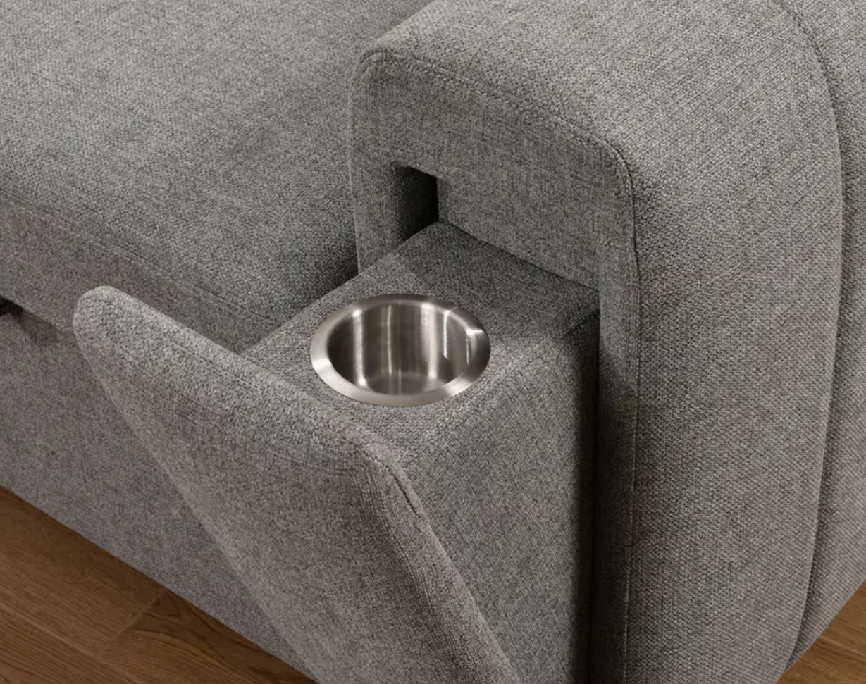 Sectionnel convertible avec chaise longue à droite, appuis-tête ajustables et rangement