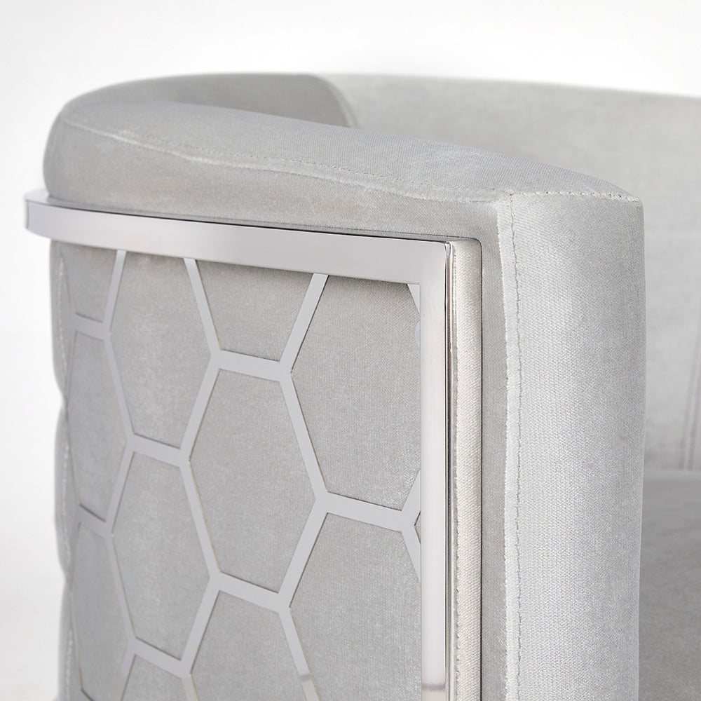 Chaise nid d'abeille : velours gris