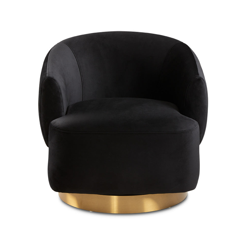Chaise d'appoint pivotante Liam : velours noir