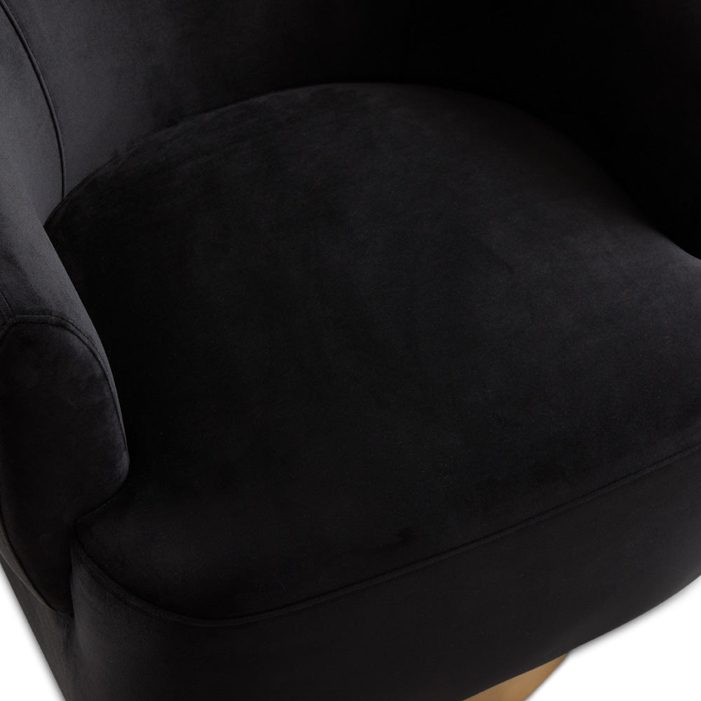 Chaise d'appoint pivotante Liam : velours noir