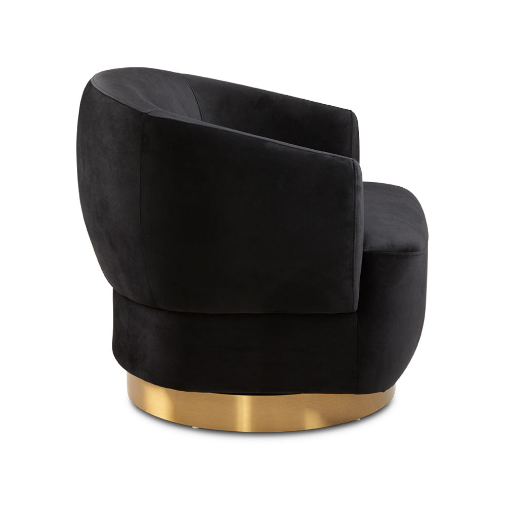 Chaise d'appoint pivotante Liam : velours noir