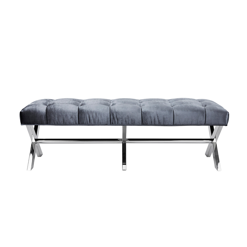 Banc en tissu velours anthracite Lauren