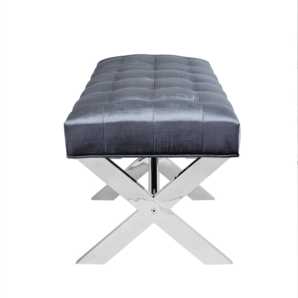 Banc en tissu velours anthracite Lauren