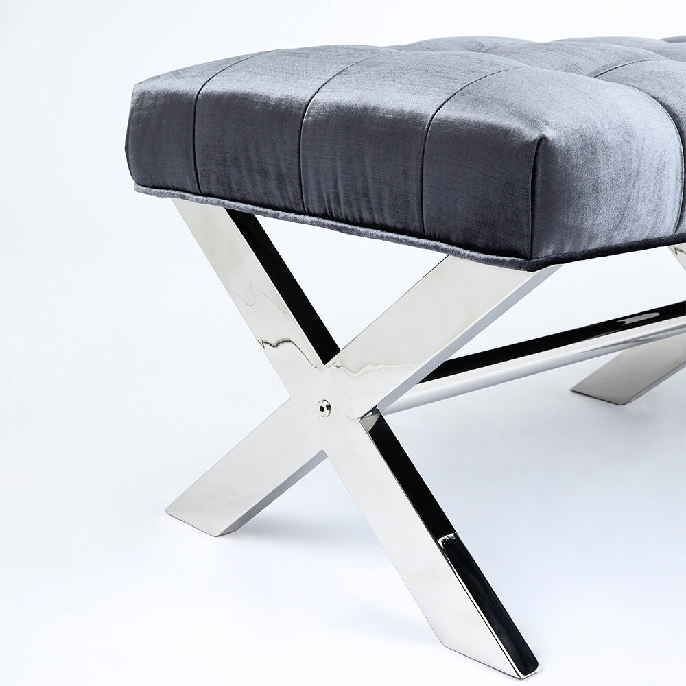 Banc en tissu velours anthracite Lauren