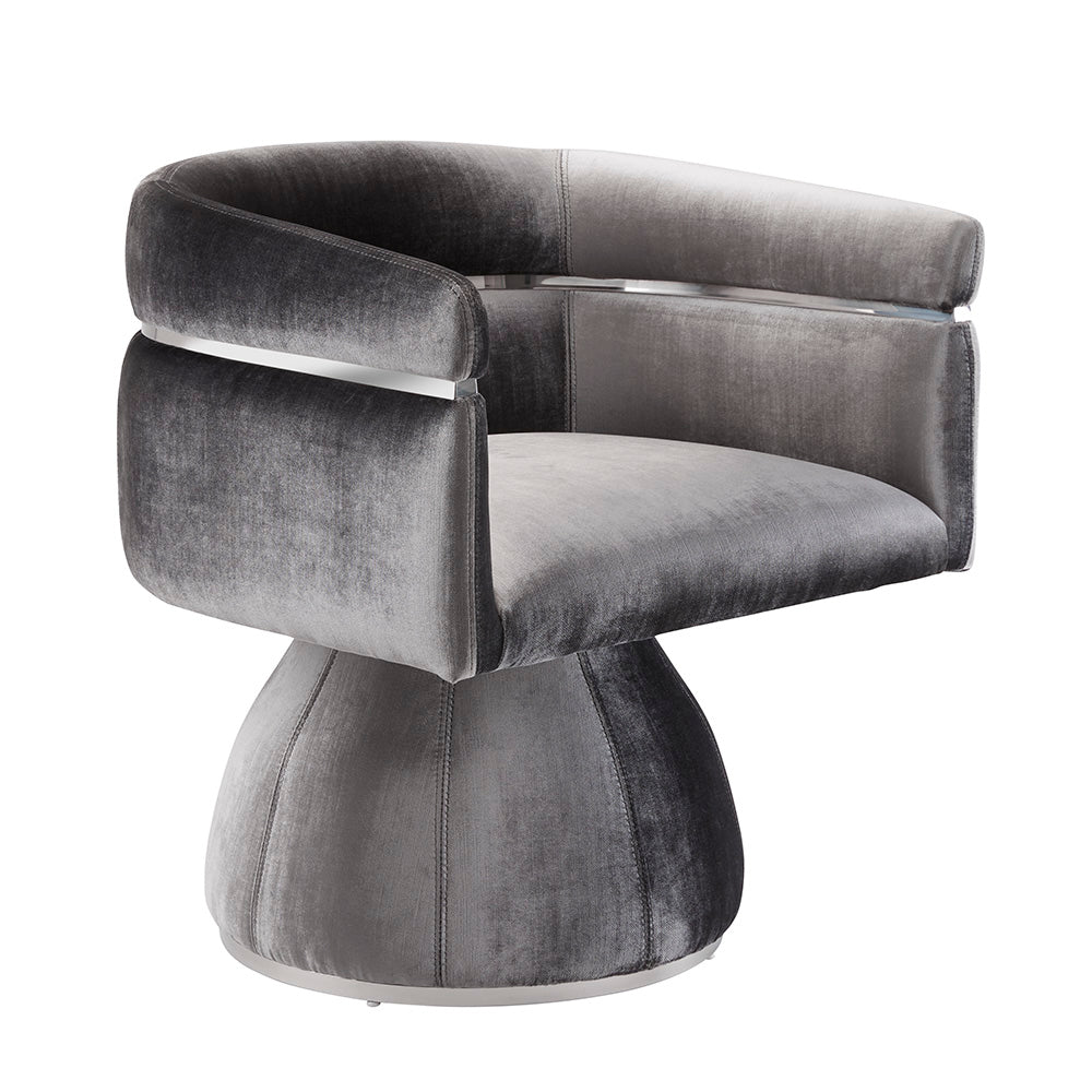 Chaise Obi en velours charbon de bois