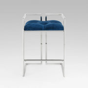 Chaise de comptoir Coralie en similicuir gris et base en acier
