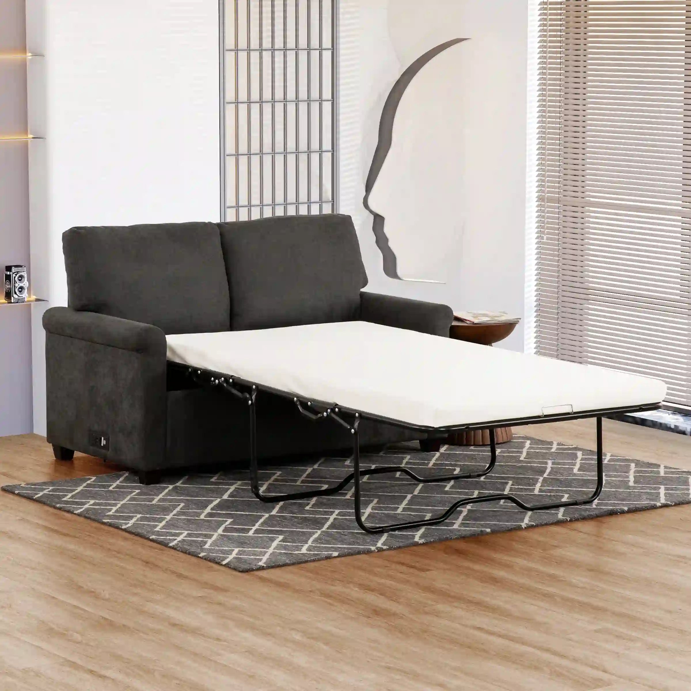 Chico : Petit Canapé-Lit Gris avec Ports USB