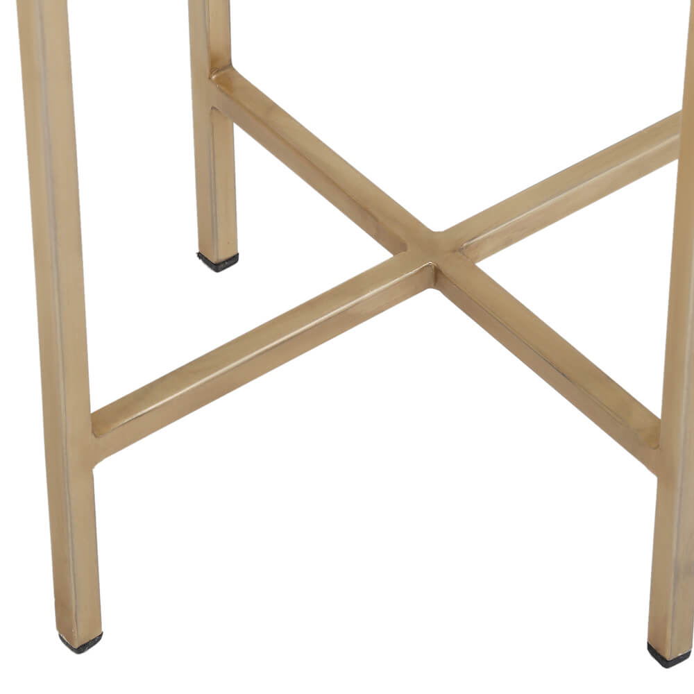 Table console avec dessus en marbre blanc Ida : cadre doré