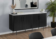 DINING BUFFET - 66"L / WHITE FAUX MARBLE TOP / BLACK BASE : I 1225