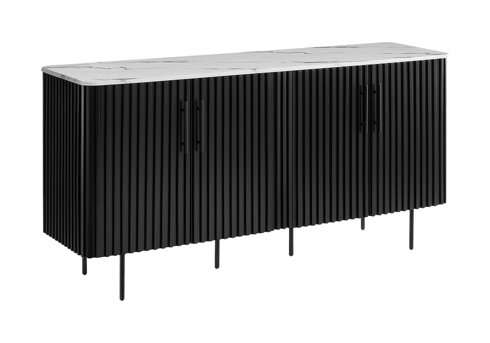 DINING BUFFET - 66"L / WHITE FAUX MARBLE TOP / BLACK BASE : I 1225