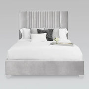 Lit Queen Rembourré Lit Matelassé en Velours Gris Premium Hamilton GY-BED-8229