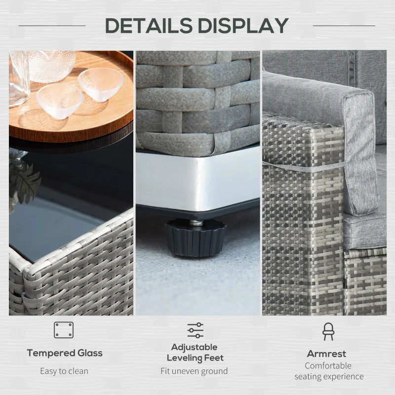 Ensemble de canapés de patio sectionnels en osier d'extérieur, 7 pièces