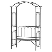 Arche de tonnelle de jardin féérique de 80 pouces de haut avec banc, treillis de Support pour plantes grimpantes d'extérieur en métal avec banc 2 places pour vignes de roses, noir