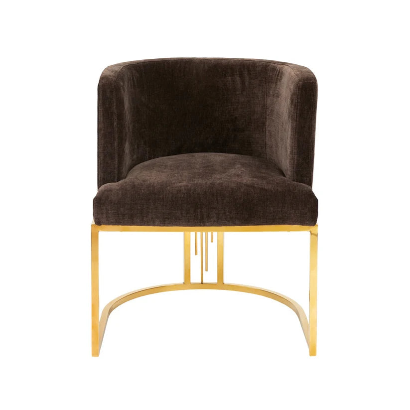Chaise THEO GY-DC-8517G couleur chocolat Java avec fini or poli