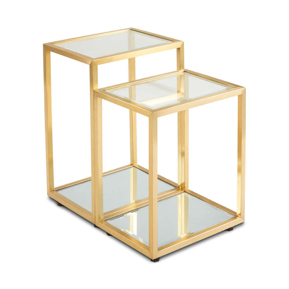 Table de bout dorée à plusieurs niveaux