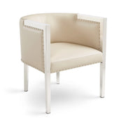 Fauteuil d’appoint ELVIS GY-AC-7988 en similicuir taupe crème avec pieds en acier inoxydable