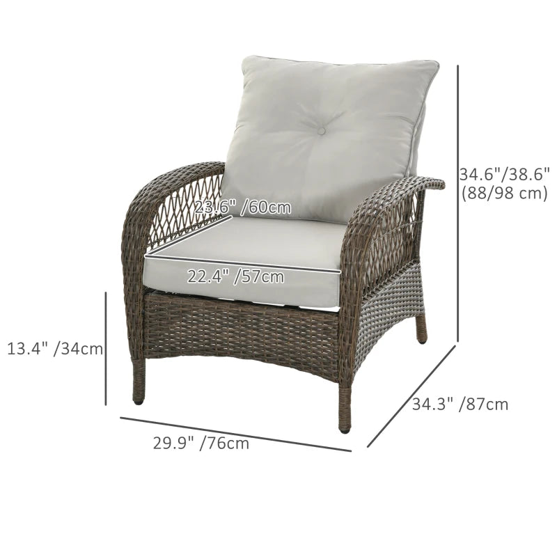 Canapé de terrasse avec coussins de 4,7 po d'épaisseur, 29,9 po x 34,3 po x 38,6 po, gris