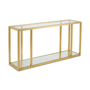 Table Console en Verre et Or Brossé Caspian GY-CST-8206-BG avec Base en Miroir