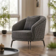 Fauteuil Pivotant Victoria Luxe en Tissu et Pieds en Acier