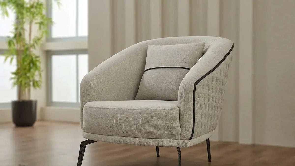 Fauteuil Pivotant Victoria Luxe en Tissu et Pieds en Acier