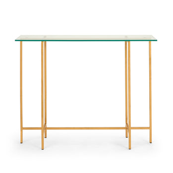 Table console avec plateau en verre Ida : cadre doré