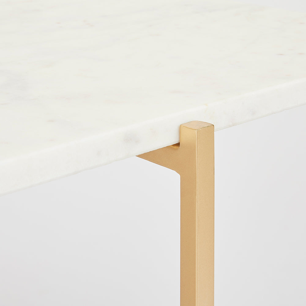 Table de bout avec dessus en marbre blanc Ida : cadre doré