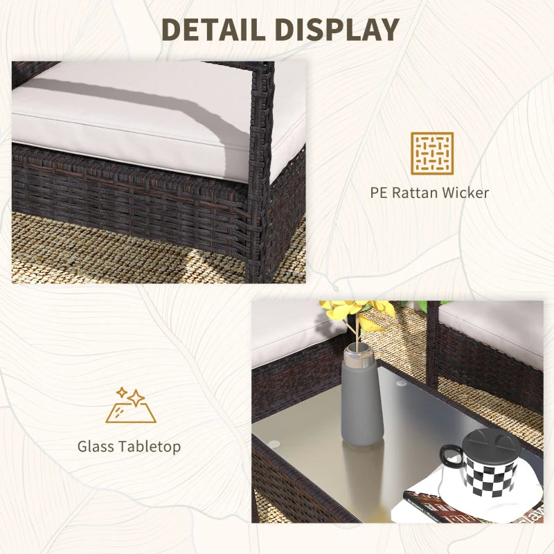 Ensemble de meubles de patio de 4 pièces avec canapé de causeuse, fauteuils, table en verre, canapé de conversation en osier extérieur,