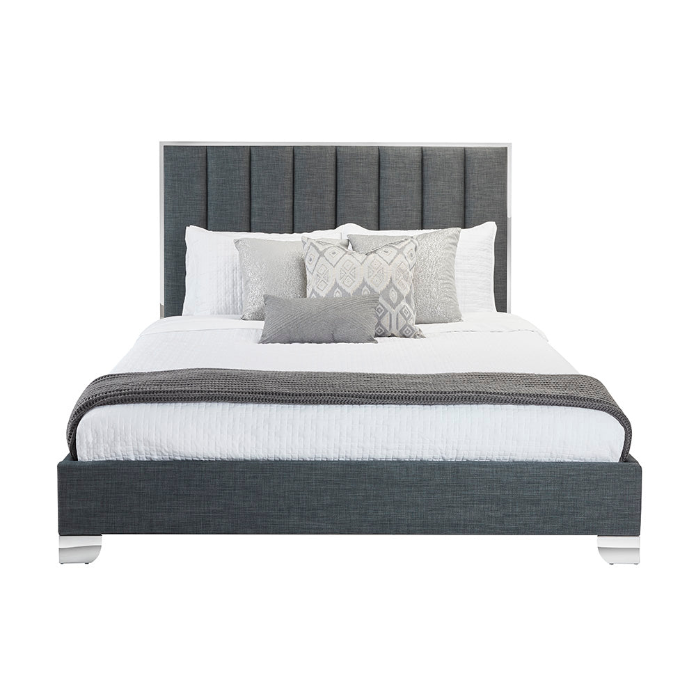Cadre de lit en Tissu Gris pour une Décoration Moderne de Chambre