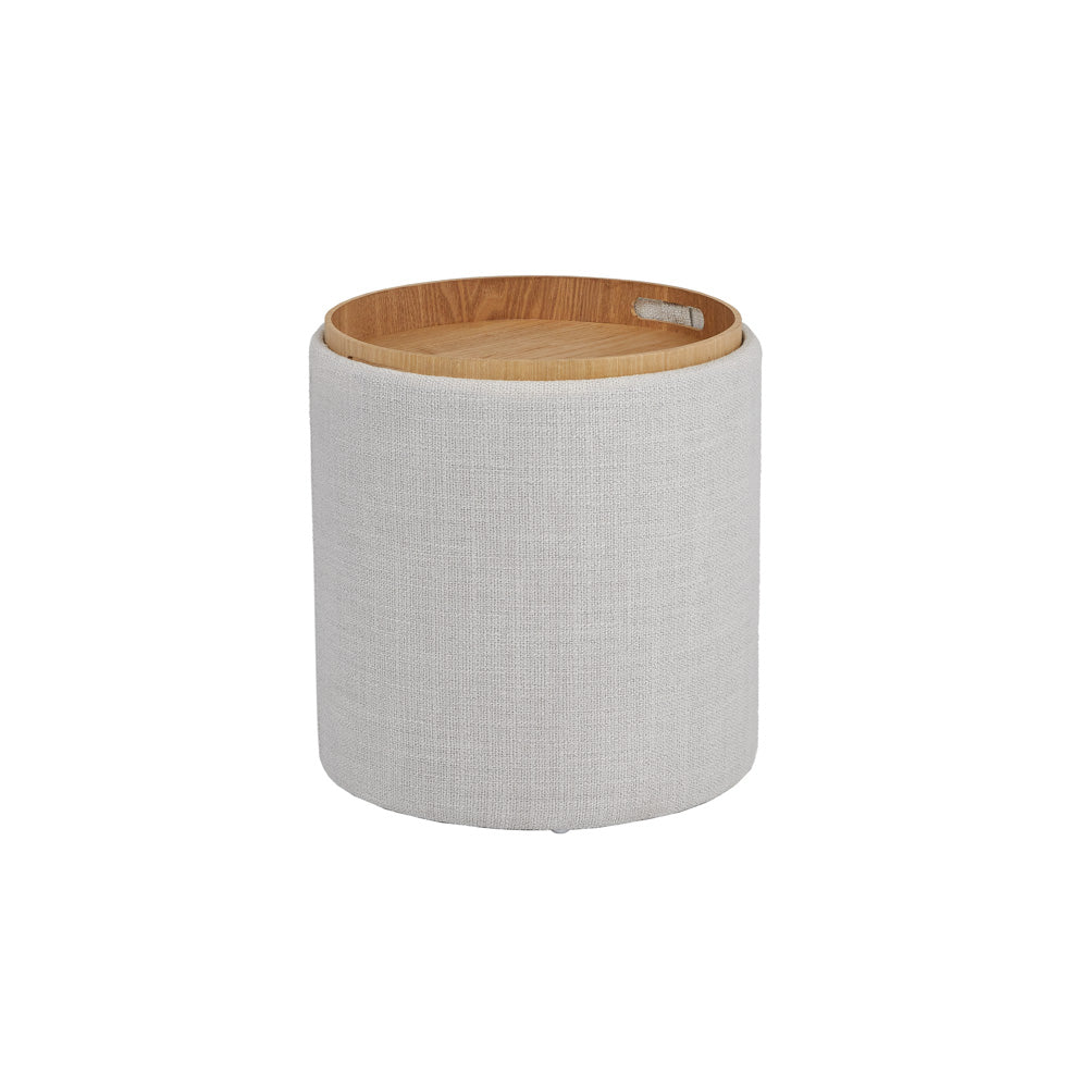 Pouf Plateau Rond Lambert (Lot de 2) : Lin gris clair