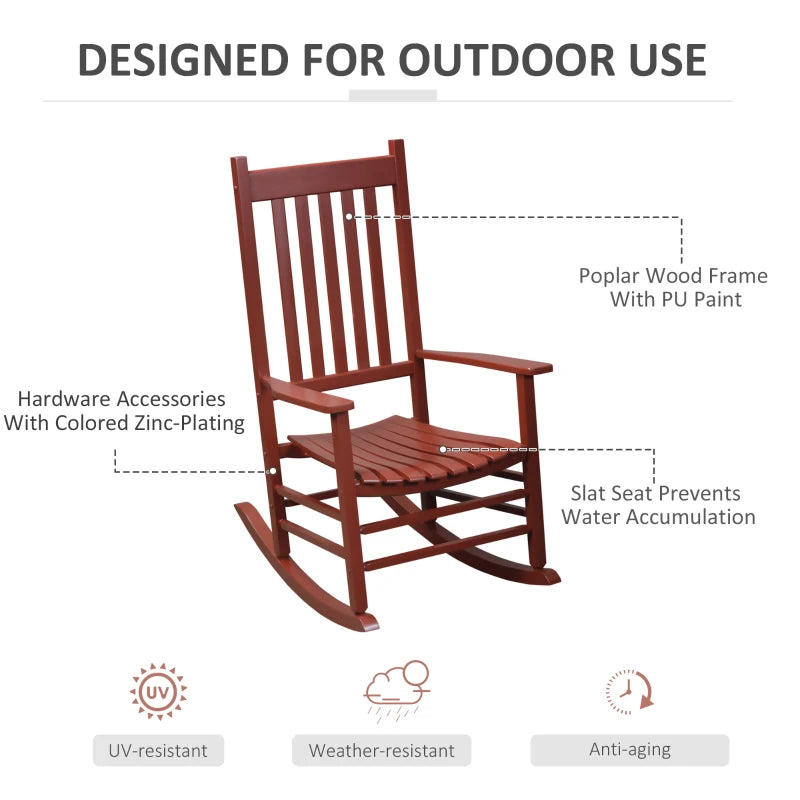 Porche en bois chaise à bascule Patio extérieur bascule jardin unique loisirs siège inclinable fauteuil vin rouge