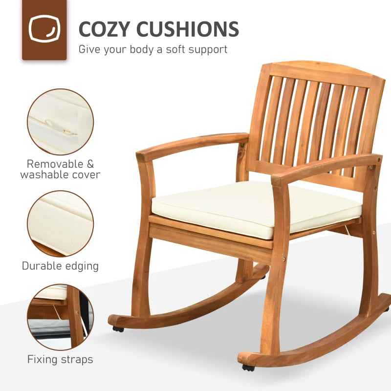 Chaise à bascule de Patio, bascule de porche en bois intérieure et extérieure avec coussin pour terrasse, balcon, jardin, Patio, teck