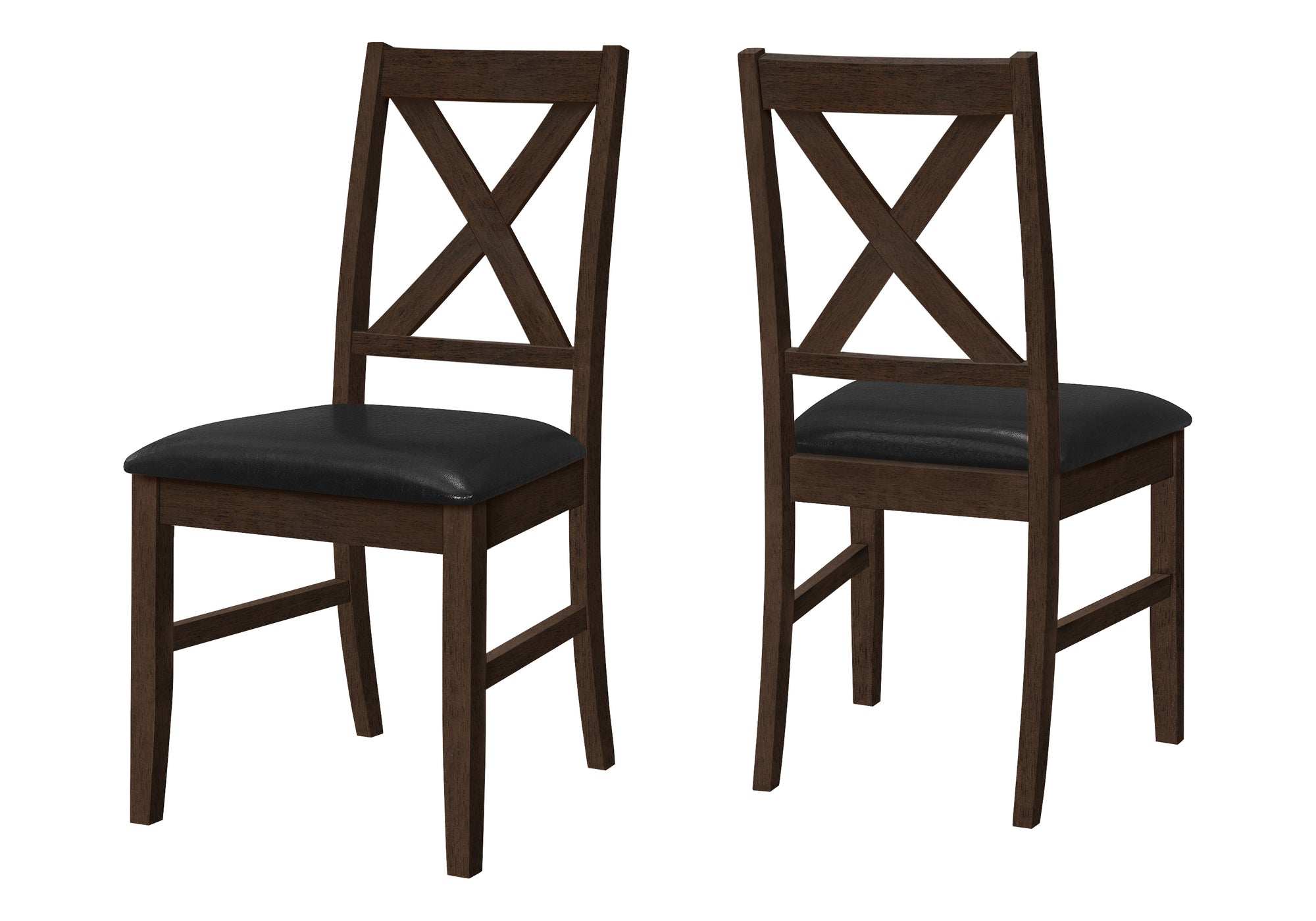 CHAISE À MANGER - 2PCS / 37"H ESPRESSO / SIÈGE PU NOIR