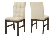 CHAISE À MANGER - 2PCS / 37"H ASSISE TISSU GRIS / CRÈME