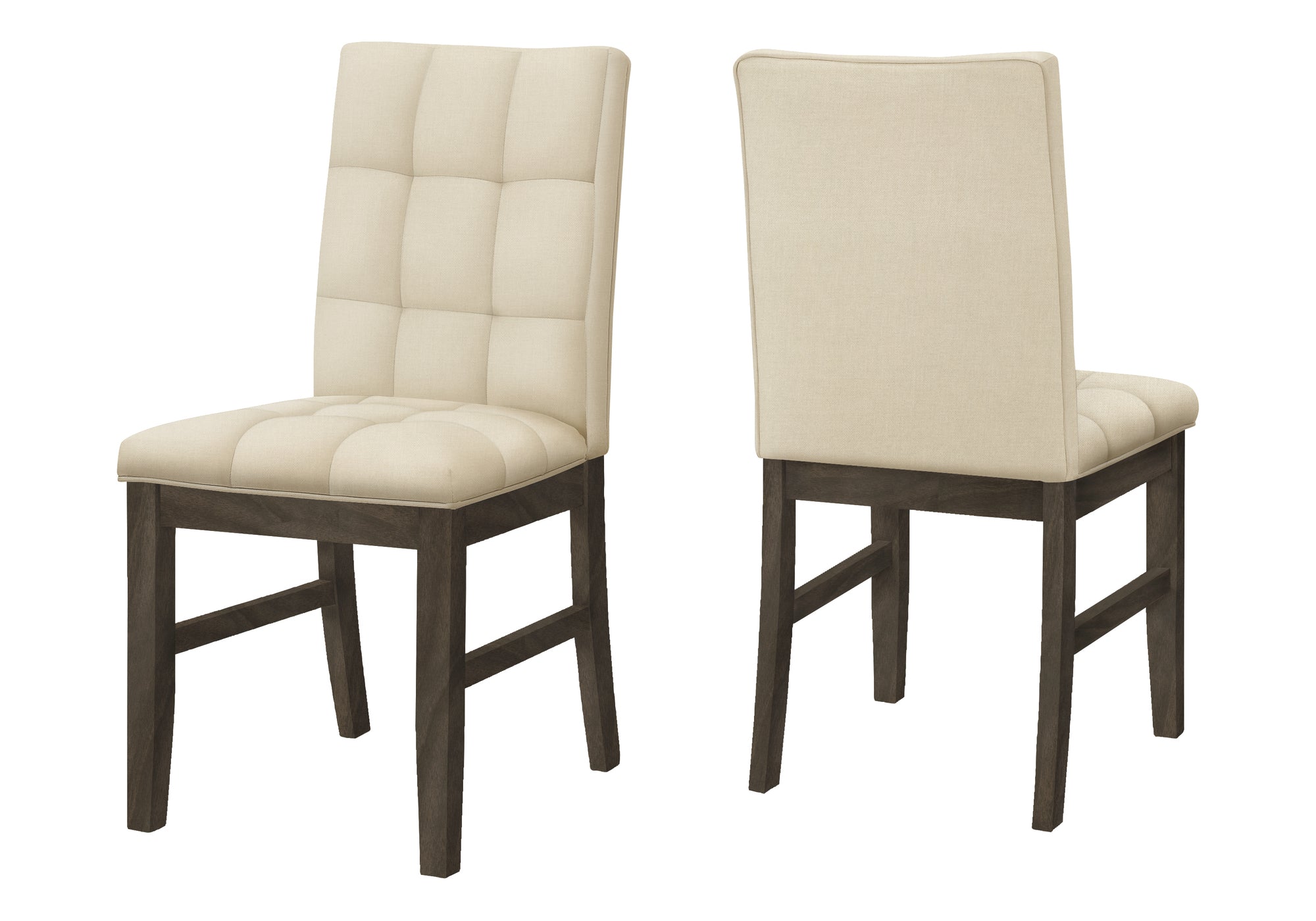CHAISE À MANGER - 2PCS / 37"H ASSISE TISSU GRIS / CRÈME