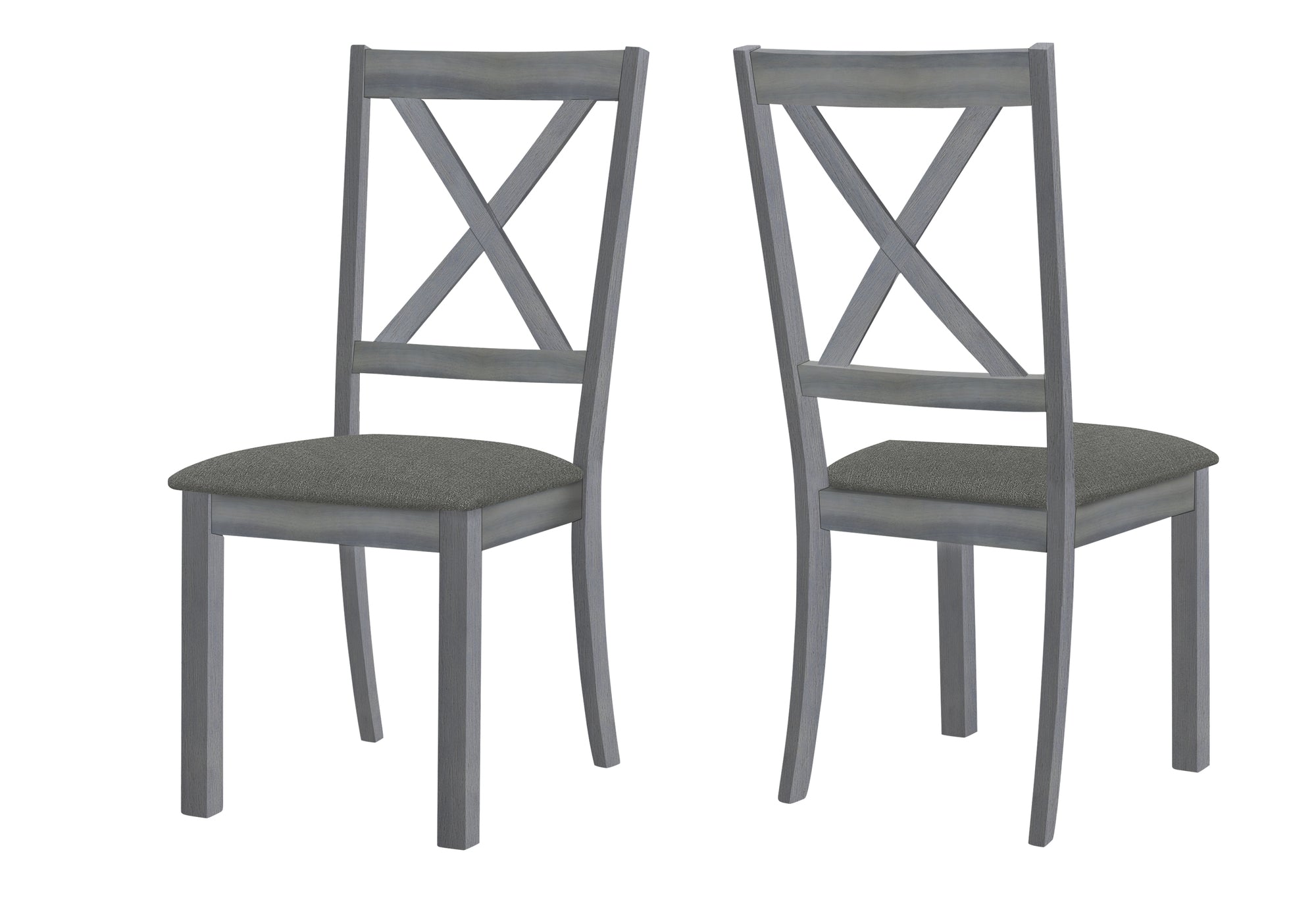 CHAISE À MANGER - 2PCS / 40"H GRIS LAVÉ / TISSU GRIS FONCÉ